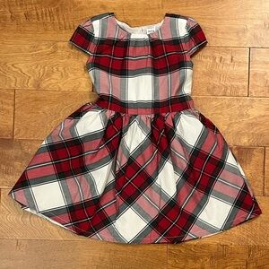 Toddler Girls Carters Plaid Short Sleeve Sateen Lined Christmas Dress - 5T